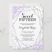 パープルグリッタージオメトリックスウィート15キンセアニラ 招待状 (正面)