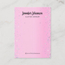 パープルグリッタージュエリーホルダーイヤリングピンクブシン 名刺