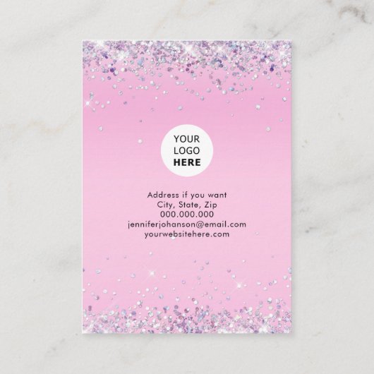 パープルグリッタージュエリーホルダーイヤリングピンクブシン 名刺 (裏面)