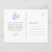 パープルグリッタースウィート16誕生日バルーンサンキュー ポストカード (裏面)