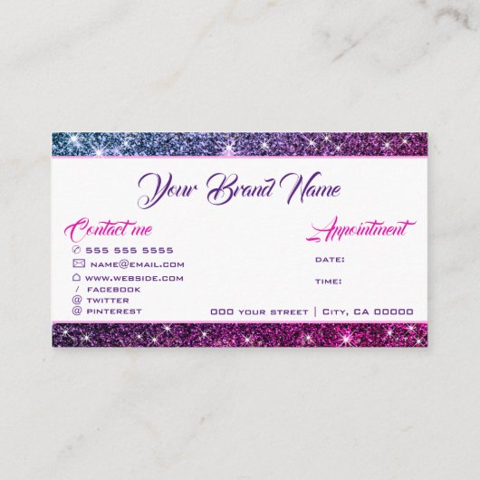 パープルグリッタースターズ美しいイベントプランナーウェルネス 名刺 (裏面)