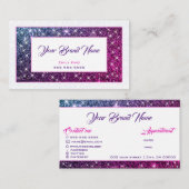 パープルグリッタースターズ美しいイベントプランナーウェルネス 名刺 (正面/裏面)