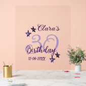 パープルグリッタースター30歳のレトロモダンビデオ アクリルサイン (ウェディング)