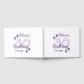 パープルグリッタースター30歳のレトロモダンビデオ ゲストブック (全面)