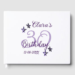 パープルグリッタースター30歳のレトロモダンビデオ ゲストブック