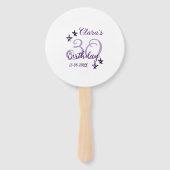 パープルグリッタースター30歳のレトロモダンビデオ ハンドファン (裏面)