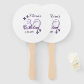 パープルグリッタースター30歳のレトロモダンビデオ ハンドファン (正面&裏面)