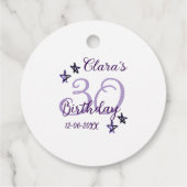 パープルグリッタースター30歳のレトロモダンビデオ フェイバータグ (裏面)