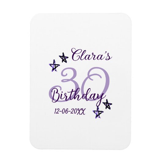パープルグリッタースター30歳のレトロモダンビデオ マグネット (縦)
