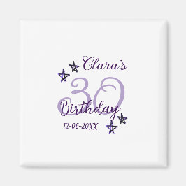 パープルグリッタースター30歳のレトロモダンビデオ マグネット