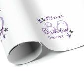 パープルグリッタースター30歳のレトロモダンビデオ ラッピングペーパー (ロールコーナー)