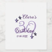 パープルグリッタースター30歳のレトロモダンビデオ ワインラベル (シングルラベル)