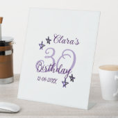 パープルグリッタースター30歳のレトロモダンビデオ 台座サイン (インサイチュ)