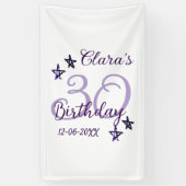 パープルグリッタースター30歳のレトロモダンビデオ 横断幕 (縦)