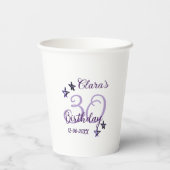 パープルグリッタースター30歳のレトロモダンビデオ 紙コップ (裏面)