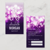 パープルグリッタースパークリー美容師アポイントメント 予約カード (正面/裏面)