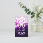 パープルグリッタースパークリー美容師アポイントメント 予約カード (スタンド正面)