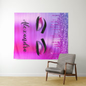 パープルグリッタースパークルアイドラッシュモノグラム名 タペストリー (インサイチュ(横))