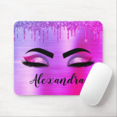 パープルグリッタースパークルアイドラッシュモノグラム名 マウスパッド (マウス)