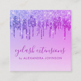 パープルグリッタースパークルアイラッシュエクステンション スクエア名刺