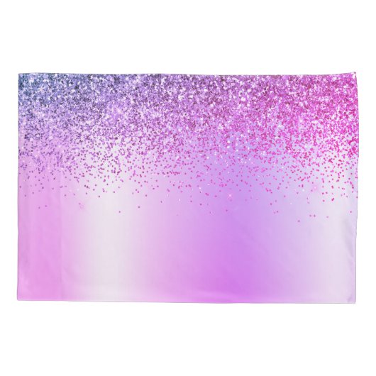 パープルグリッタースパークルグラムメタルモノグラム名 枕カバー (裏面)