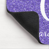 パープルグリッタースパークルグラムモノグラム マウスパッド (コーナー)
