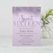 パープルグリッタースパークルスウィート16誕生日 招待状 (スタンド正面)