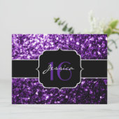パープルグリッタースパープルズスウィート16招待状 招待状 (スタンド正面)