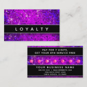 パープルグリッタースパープルヘアスタイリストのメイクアップアーティスト 予約カード (正面/裏面)
