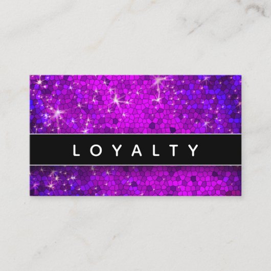 パープルグリッタースパープルヘアスタイリストのメイクアップアーティスト 予約カード (正面)