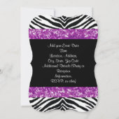 パープルグリッターゼブラボーベイビーシャワーガール 招待状 (裏面)