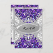 パープルグリッターダイアモンドティアラスウィート16 RSVP 2 (正面/裏面)