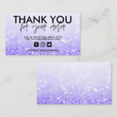 パープルグリッタートレンディーサロンありがとう 名刺 (正面/裏面)