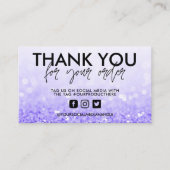 パープルグリッタートレンディーサロンありがとう 名刺 (正面)