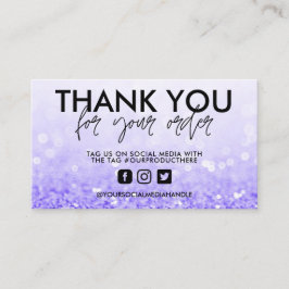 パープルグリッタートレンディーサロンありがとう 名刺