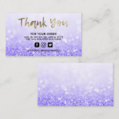 パープルグリッタートレンディーサロンありがとう 名刺 (正面/裏面)