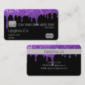 パープルグリッタードリップクレジットカードビジネスカード 名刺 (正面/裏面)