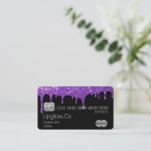 パープルグリッタードリップクレジットカードビジネスカード 名刺 (スタンド正面)