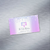 パープルグリッタードリップケーキベーカリーペストリーシェフシック マグネット名刺 (インサイチュ)
