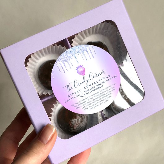 パープルグリッタードリップストロベリーコンフェクション ラウンドシール