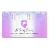 パープルグリッタードリップストロベリー菓子 マグネット名刺 (正面)