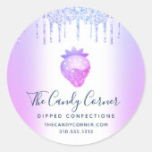 パープルグリッタードリップストロベリー菓子 ラウンドシール (正面)