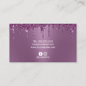 パープルグリッタードリップモダン美しいサロン 名刺 (裏面)