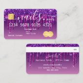 パープルグリッタードリップ爪、 ネイルクレジット名刺 名刺 (正面/裏面)