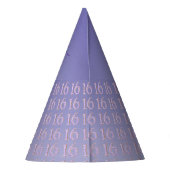 パープルグリッターナンバー16、スウィート16誕生日 パーティーハット (裏面)