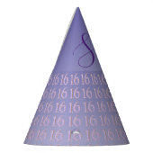 パープルグリッターナンバー16、スウィート16誕生日 パーティーハット (左)