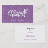 パープルグリッターハウスクリーニングビジネスカード 名刺 (正面/裏面)