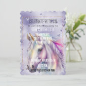 パープルグリッターハートユニコーン 招待状 (スタンド正面)