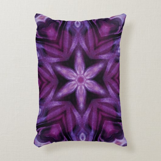 パープルグリッターハート&フラワー万華鏡のように千変万化するパターンパターン アクセントクッション (正面(垂直))