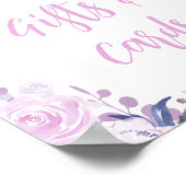 パープルグリッターバタフライカードとギフト誕生日 ポスター (角)